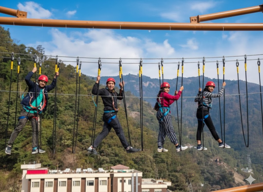 rope course activity in rishikesh.